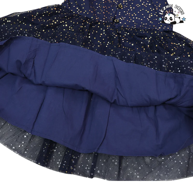 LEZONKIDS - Vestido de Malha com Estrelas Impressas e Forro de Algodão para Meninas, Saia de Princesa de Verão Personalizável, Roupas Infantis